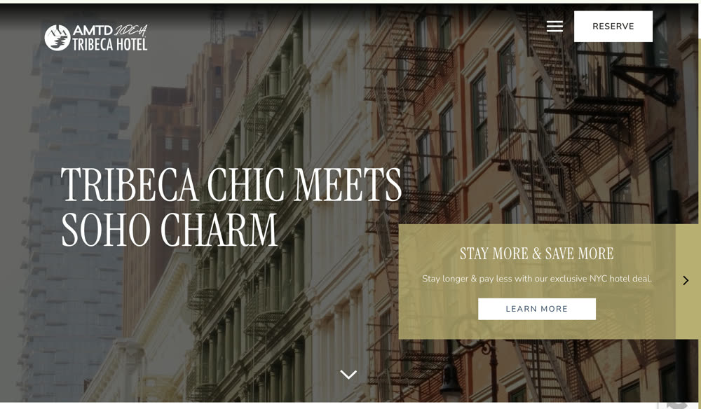 AMTD Idea Tribeca Hotel website